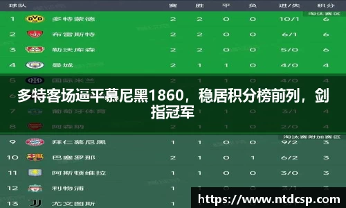 多特客场逼平慕尼黑1860，稳居积分榜前列，剑指冠军